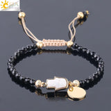 CSJA Tourmaline Geode Drusy Bead Bracelet for Men Women