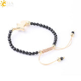 CSJA Tourmaline Geode Drusy Bead Bracelet for Men Women