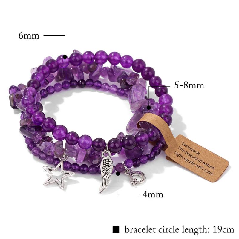Bohemia Star Wing Moon Charms Bracelet Set Healing Crystal Lapis Lazuli Bangles