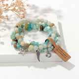 Bohemia Star Wing Moon Charms Bracelet Set Healing Crystal Lapis Lazuli Bangles