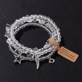 Bohemia Star Wing Moon Charms Bracelet Set Healing Crystal Lapis Lazuli Bangles