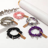 Bohemia Star Wing Moon Charms Bracelet Set Healing Crystal Lapis Lazuli Bangles