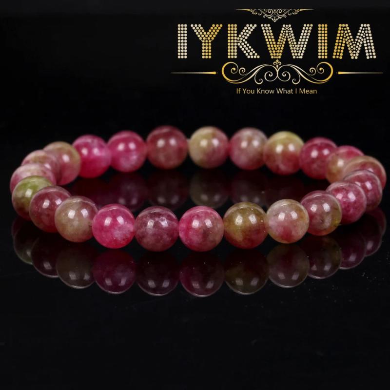 Natural Stone Bracelet Rose Red Tourmalines Beads Jewelry