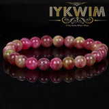 Natural Stone Bracelet Rose Red Tourmalines Beads Jewelry