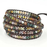 Milangirl Bohemia Jewelry Bracelets Matte Stone Wrap Leather Vintage 3 Strands