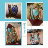 RH Women Vegan Boho Bracelet Natural Stones Charm Wrap Bracelets Jewelry