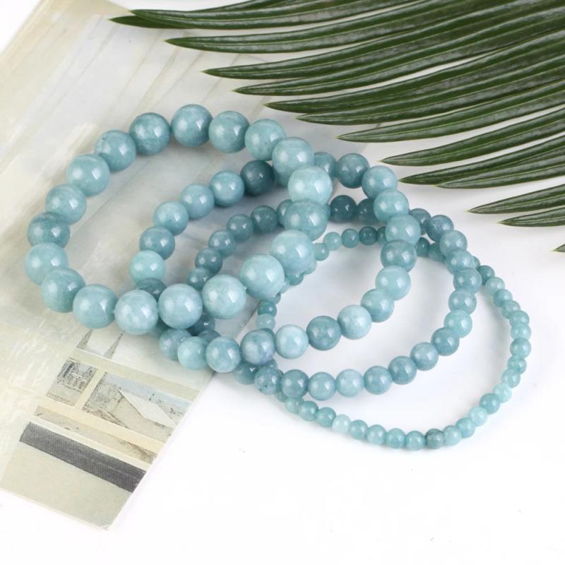 Aquamarine Stone Bracelet Beads Jewelry Men Women Health Protection