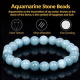 Aquamarine Stone Bracelet Beads Jewelry Men Women Health Protection