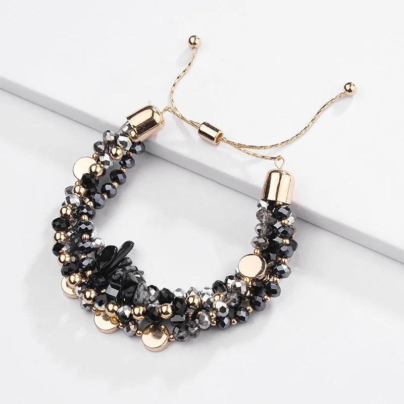 Crystal Stone Beaded Bracelet Braided Stacked Bracelets for Women