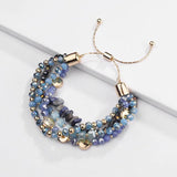 Crystal Stone Beaded Bracelet Braided Stacked Bracelets for Women