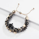 Crystal Stone Beaded Bracelet Braided Stacked Bracelets for Women