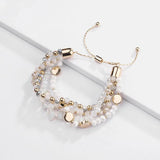 Crystal Stone Beaded Bracelet Braided Stacked Bracelets for Women