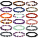 Natural Stone Round Beads Bracelet Amethyst Rose Quartz Chakra Healing Crystal