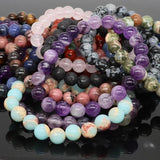 Natural Stone Round Beads Bracelet Amethyst Rose Quartz Chakra Healing Crystal