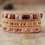 Heart Shape Wrap Bracelets with Jaspers Crystal Leather Chain Bracelet
