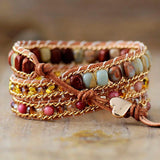 Heart Shape Wrap Bracelets with Jaspers Crystal Leather Chain Bracelet