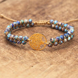 African Stone Boho Yoga Wrap Bracelet with Tree of Life Charm