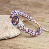 African Stone Boho Yoga Wrap Bracelet with Tree of Life Charm