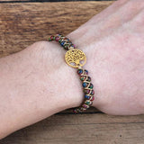 African Stone Boho Yoga Wrap Bracelet with Tree of Life Charm