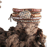 Boho Beaded Bracelet Mixed Natural Stones & Crystal Stone Charm 5 Strands Wrap