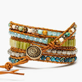 Bohemian Wrap Bracelet w/ Natural Stones & Metal Beads