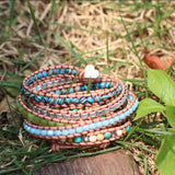 Bohemian Wrap Bracelet w/ Natural Stones & Metal Beads