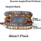 Bohemian 5 Strands Wrap Bracelets Mixed Natural Stone Hematite Amazonite Beads