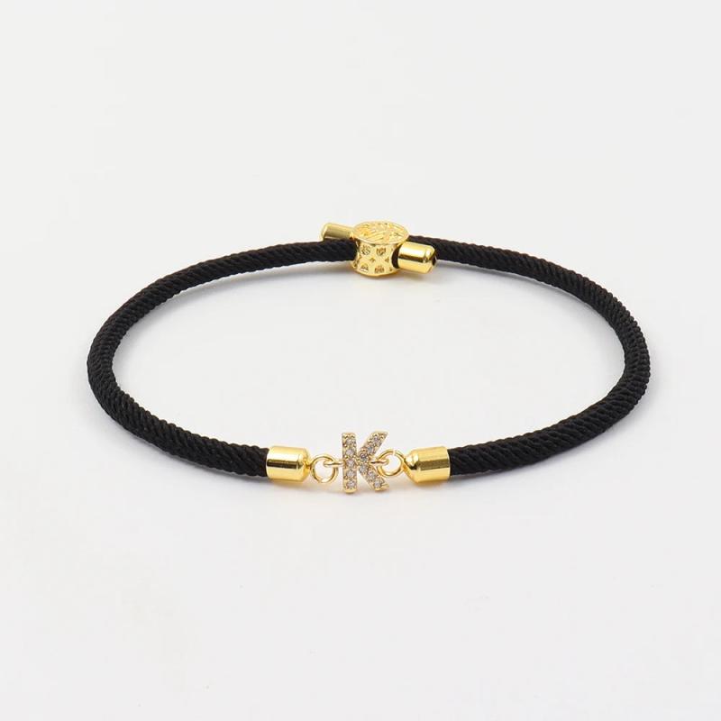 Colorful Initial Letter Bracelet for Women - Adjustable Rope Charm Bracelet