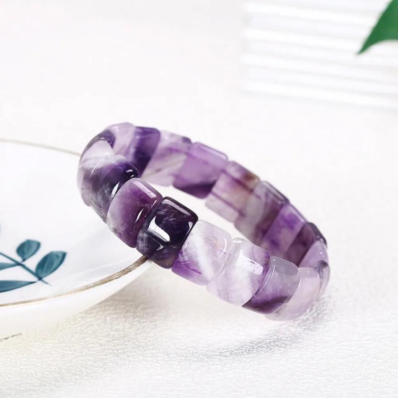 Energy Healing Amulet Bracelet Rose Quartz Purple Amethyst