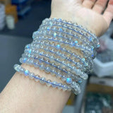 Natural Grey Labradorite Moonstone Bead Bracelet
