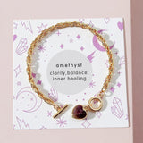 Women Link Chain Bracelets Stone Charm Heart Bracelet