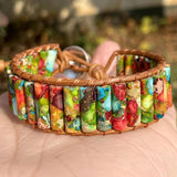 Woman Chakra Bracelet Sea Sediment Jaspers Jewelry Natural Stone Tube Beads
