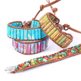Woman Chakra Bracelet Sea Sediment Jaspers Jewelry Natural Stone Tube Beads