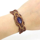 Natural Crystal Quartz Oval Shape Braided Macrame Stone Bracelet