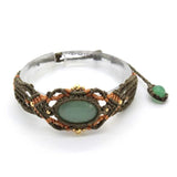 Natural Crystal Quartz Oval Shape Braided Macrame Stone Bracelet