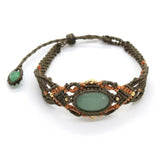 Natural Crystal Quartz Oval Shape Braided Macrame Stone Bracelet