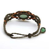 Natural Crystal Quartz Oval Shape Braided Macrame Stone Bracelet
