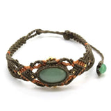 Natural Crystal Quartz Oval Shape Braided Macrame Stone Bracelet