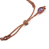 Natural Crystal Quartz Oval Shape Braided Macrame Stone Bracelet