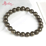 Natural Pyrite Round Stone Bracelet for Yoga Balance