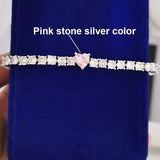 Crystal Stone Heart Love Tennis Bracelet for Women Wedding Engagement