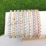 Crystal Stone Heart Love Tennis Bracelet for Women Wedding Engagement