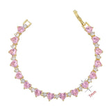 Crystal Stone Heart Love Tennis Bracelet for Women Wedding Engagement