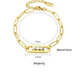 Green Stone Stainless Steel Bracelet 18K Plated Woman Hand Jewelry