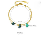 Green Stone Stainless Steel Bracelet 18K Plated Woman Hand Jewelry