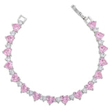 Infinity Heart Tennis Bracelet Pink Crystal Stone Silver Jewelry