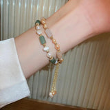 Freshwater Pearl & Jade Stone 14K Filled Charm Bracelet