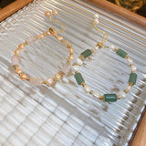 Freshwater Pearl & Jade Stone 14K Filled Charm Bracelet
