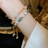 Freshwater Pearl & Jade Stone 14K Filled Charm Bracelet