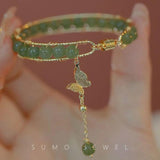 Charming Jade Bracelet for Women Personalized Maple Leaf Joint Pendant